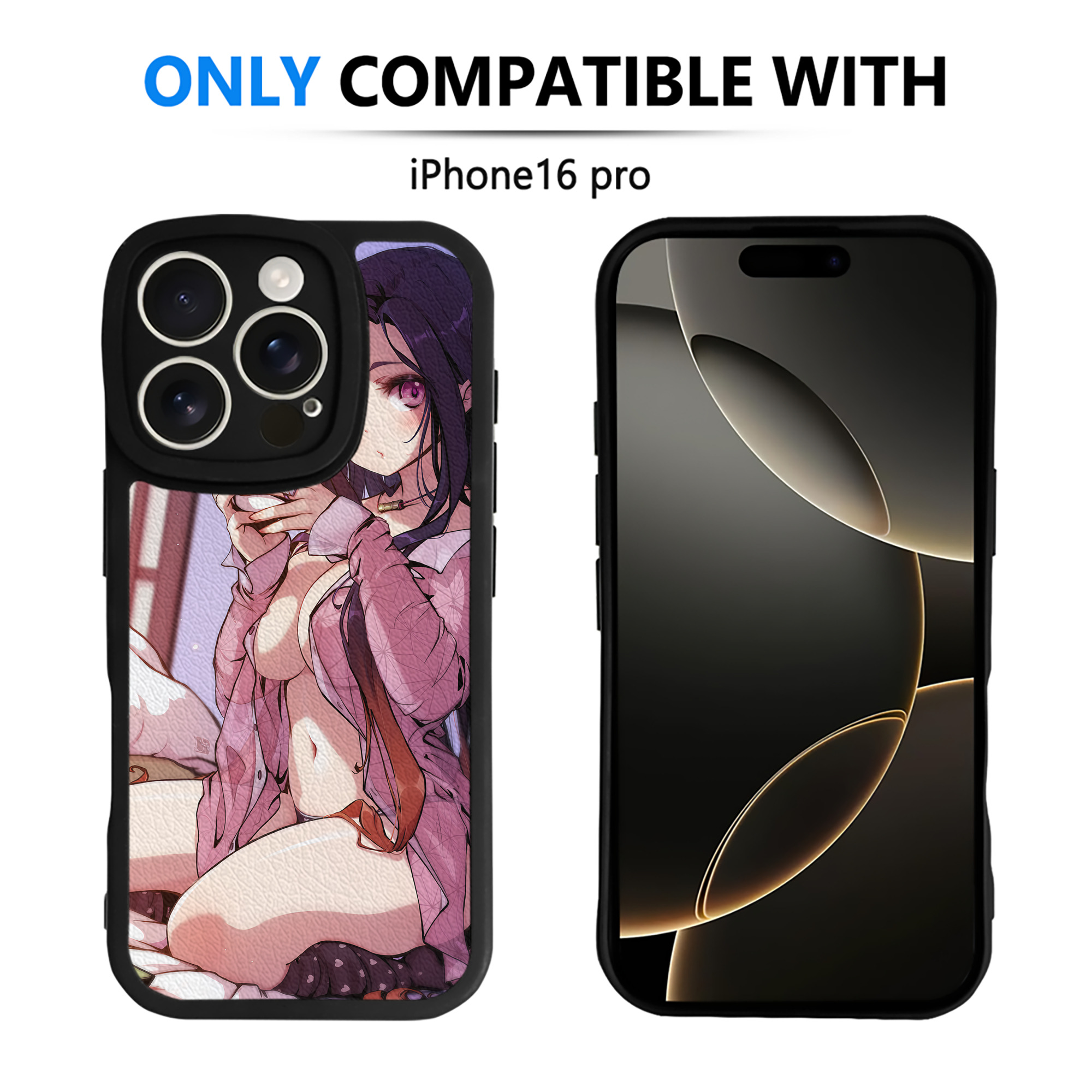 （画像用） 鬼滅の刃（きめつのやいば）竈門 禰󠄀豆子／かまど ねずこ Kamado Nezuko 【iPhone 16シリーズ対応】シリコンスマホケース（レザー調） 材質：シリコン